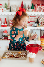 Gingerbread House 3/4 Sleeve Pocket Twirl Dress