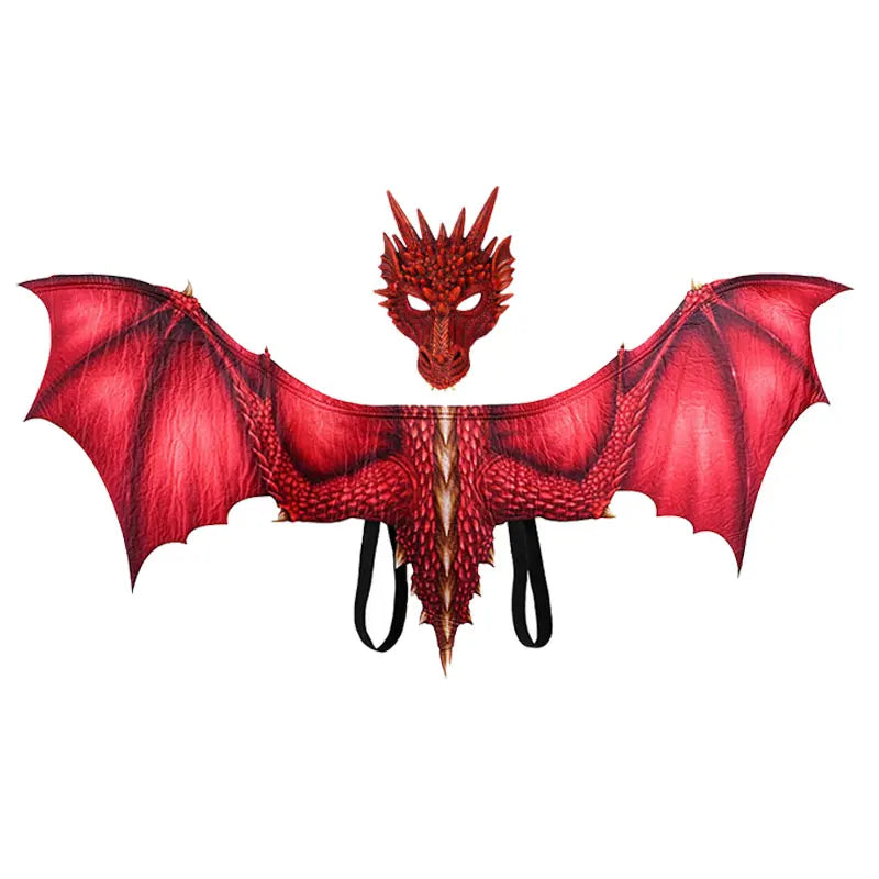Adult Halloween Decoration Carnival Party Animal Costume Dragon Cosplay Masquerade Face Mask and Wings