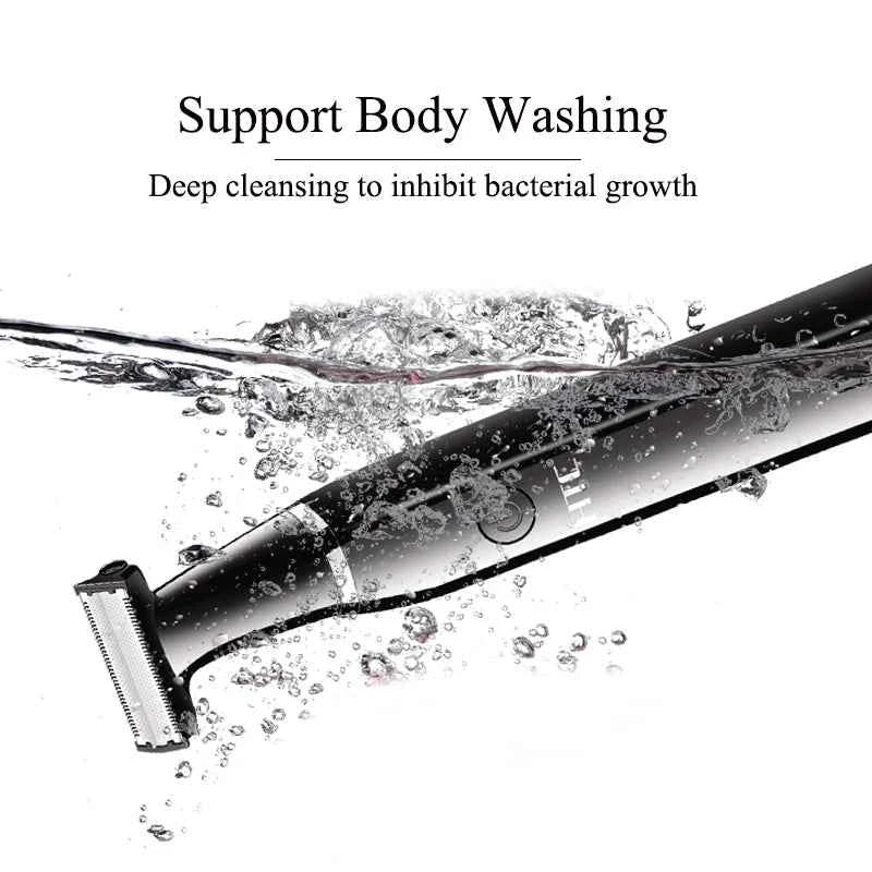 HTC Men's Electric Groin Hair Trimmer Pubic Hair Trimmer Body Grooming Clipper for Men Bikini Epilator Rechargeable Shaver Razor