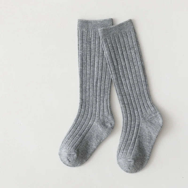 New Fashion Solid Baby Boys Girls Knee High Long Socks Cotton Breathable Stripe Soft Kids Sock Children School Uniform Socks