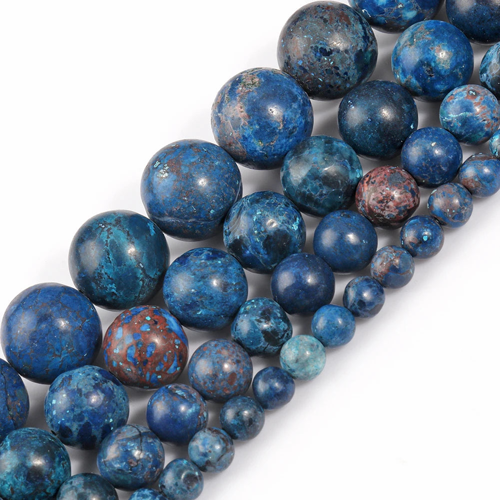 Natural Turquoises Howlite Stone Sediment Jaspers Round Loose DIY Beads for Jewelry Making Christmas Gift Bracelets 15'' 4-12mm