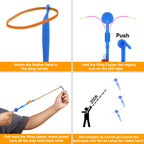 10PCS Outdoor Shining Rocket Flash LED Light Night Kids Luminous Slingshot Toys Shine Slingshot Elastic Helicopter Rotating Toy
