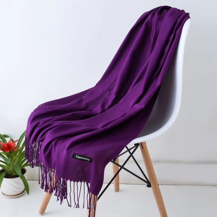 Desgine Brand Solid Women Cashmere Scarf Autumn Winter Warm Shawls Wraps 2024Men's Pashmina Tassels Scarves Female Foulard Mujer