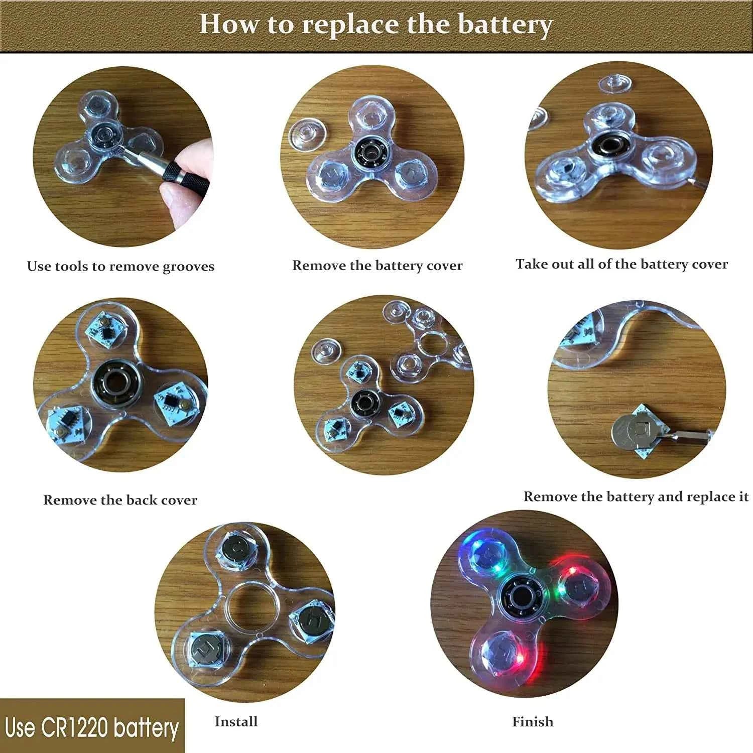 Crystal LED Light Fidget Spinner Glow Stress Relief Finger Toy