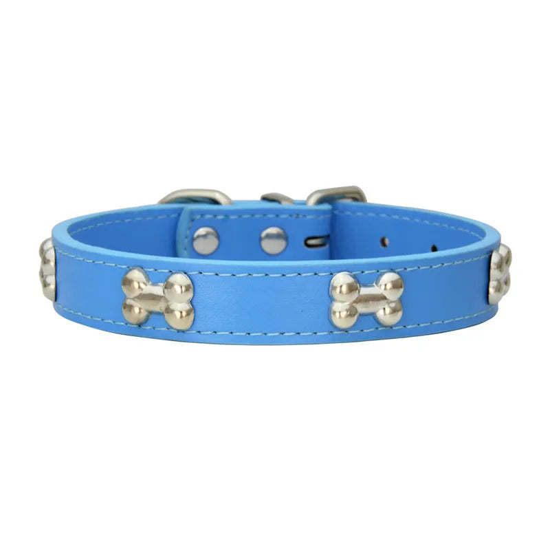 Bone Leather Durable Pet Dog Collars Puppy Pug Collars for Small Large Dog Chihuahua Cat Accessories Pet Collar for Small Dogs - WTN Essentials 