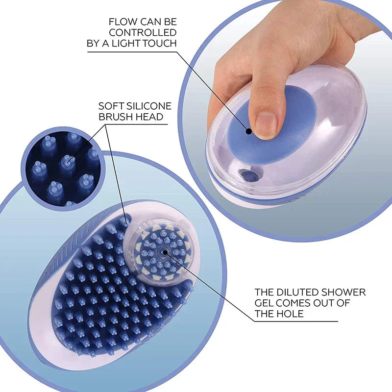 Pet Dog Cat Bath Brush 2-in-1 Pet SPA Massage Comb Soft Silicone Pet Shower Hair Grooming Cmob Dog Cleaning Tool Pet Supplies - WTN Essentials 