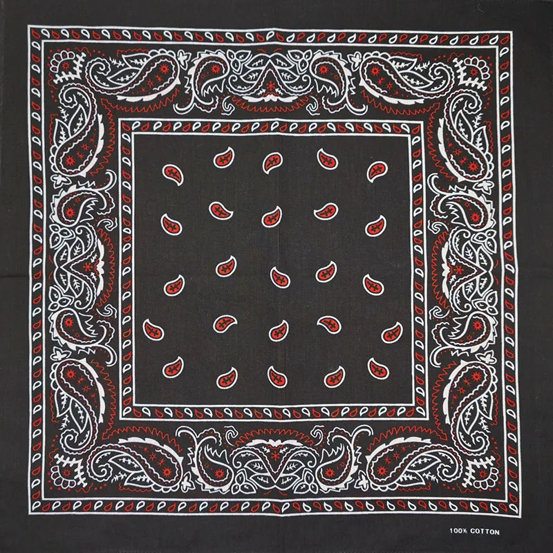 New Design Fashion Hip Hop Cotton Bandana Square Cashew Scarf Headband Tie Dye Black Red Paisley Gifts For Women/Men/Boys/Girls