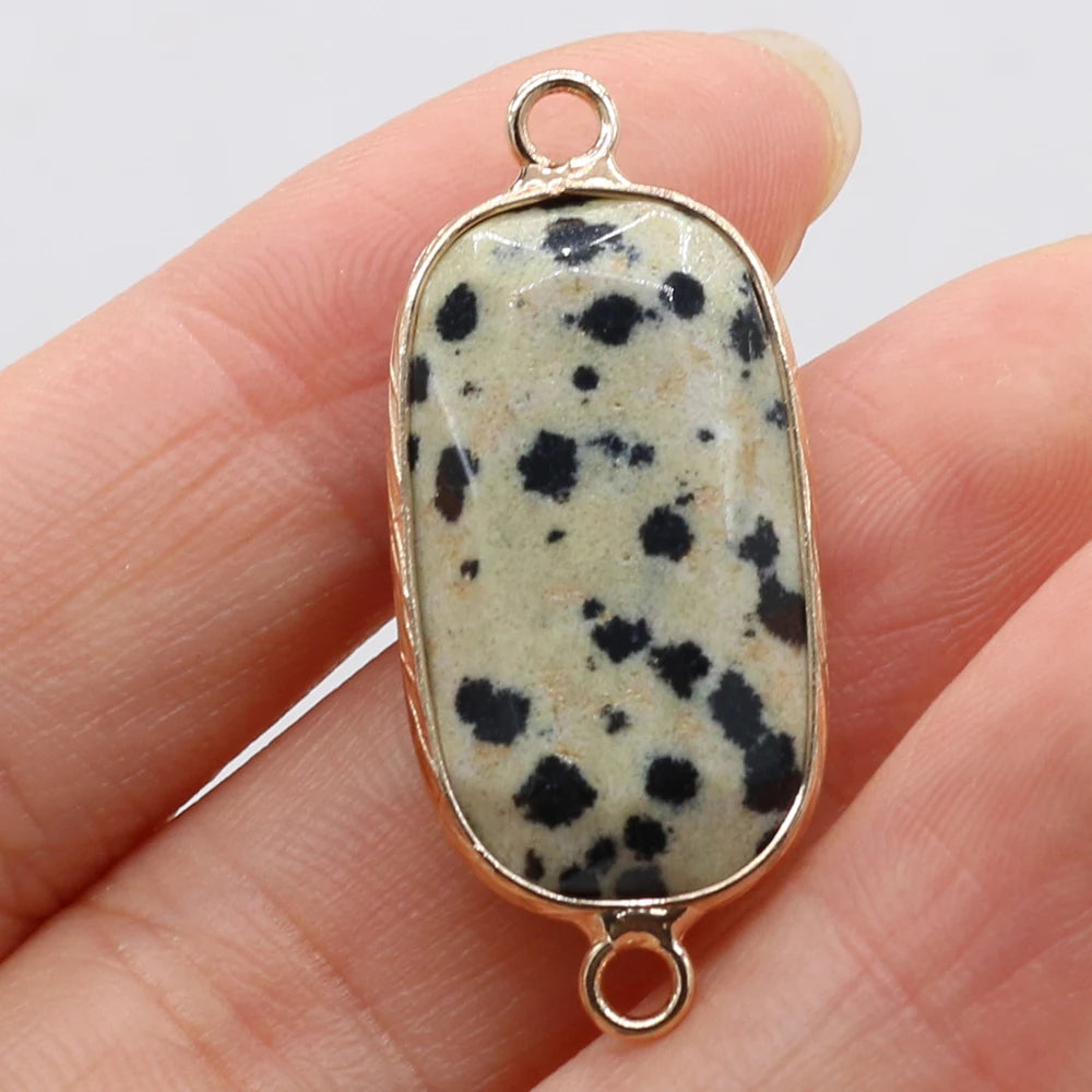 Natural Stone Charms Connector Double Hole Rose Quartzs Amazonite Pendant for Jewelry Making DIY Necklace Earring Size 15x35mm