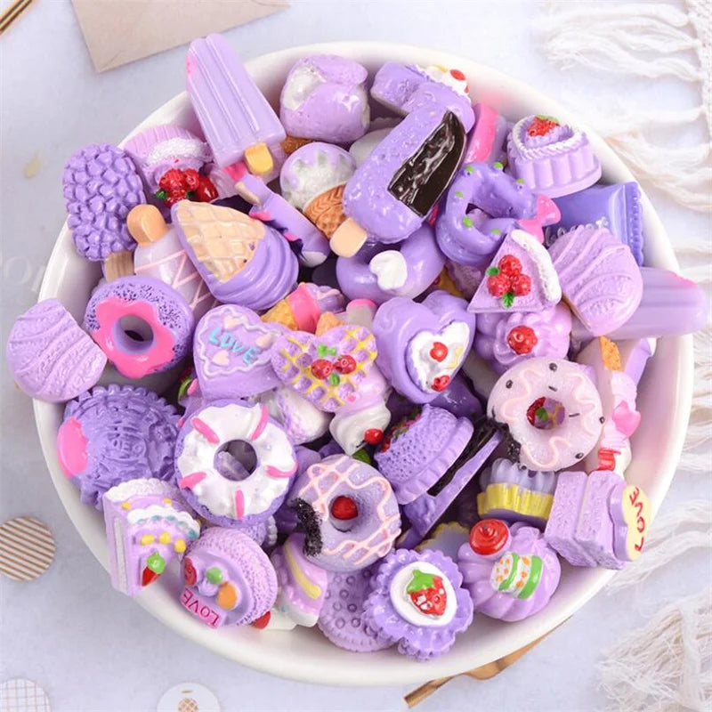 20pcs Candy Sweets Resin Flatback Slime Flat Cabochons Beads Embellishment For DIY Jewelry Findings Accessories Making Supplies