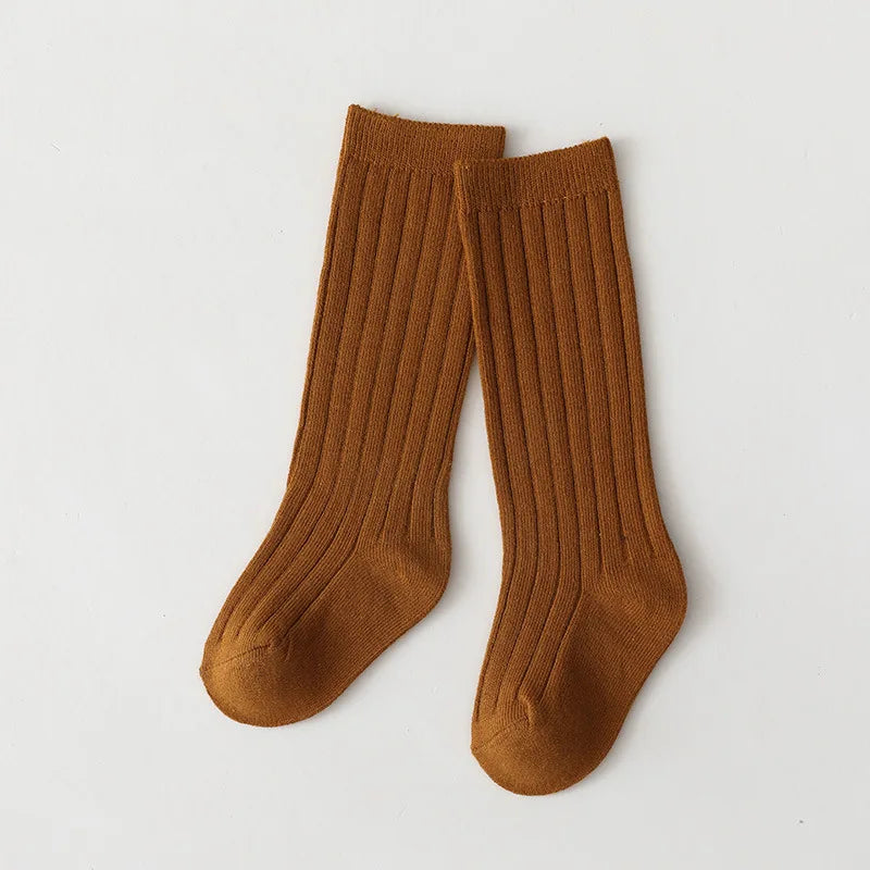 New Fashion Solid Baby Boys Girls Knee High Long Socks Cotton Breathable Stripe Soft Kids Sock Children School Uniform Socks