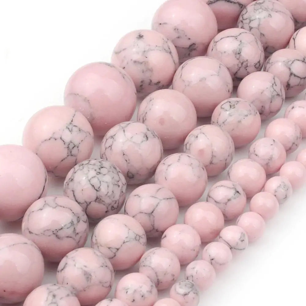 Natural Turquoises Howlite Stone Sediment Jaspers Round Loose DIY Beads for Jewelry Making Christmas Gift Bracelets 15'' 4-12mm