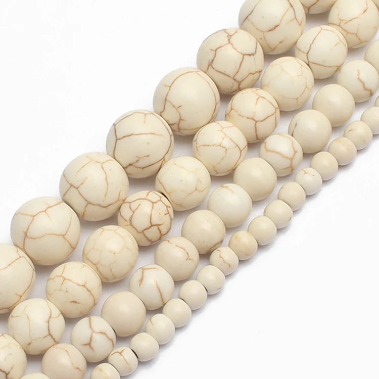 Natural Turquoises Howlite Stone Sediment Jaspers Round Loose DIY Beads for Jewelry Making Christmas Gift Bracelets 15'' 4-12mm
