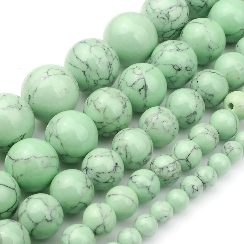 Natural Turquoises Howlite Stone Sediment Jaspers Round Loose DIY Beads for Jewelry Making Christmas Gift Bracelets 15'' 4-12mm