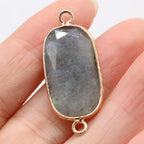 Natural Stone Charms Connector Double Hole Rose Quartzs Amazonite Pendant for Jewelry Making DIY Necklace Earring Size 15x35mm