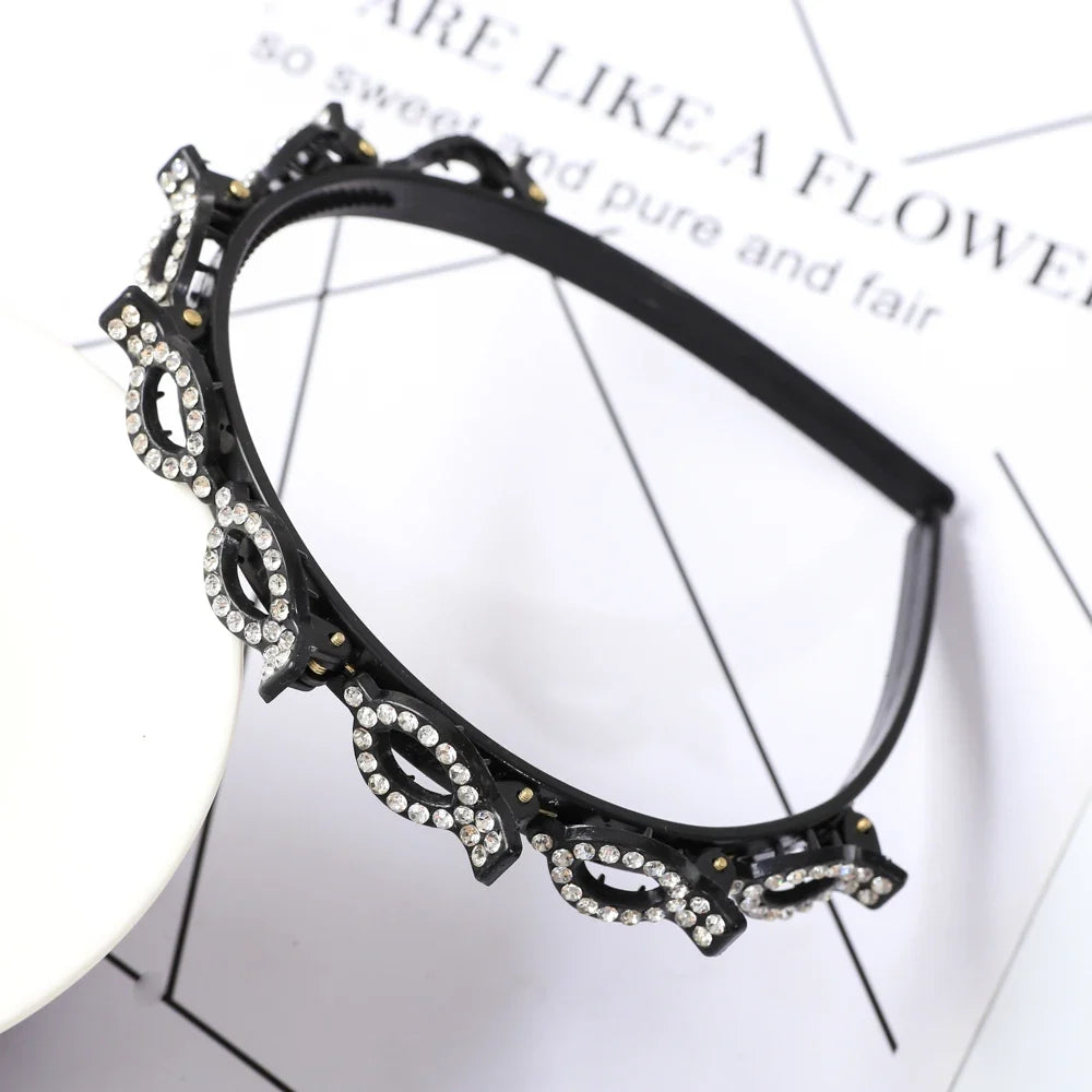 Double Layer Bands Clip Hairbands Fashion Plastic Braided Headband Punk New Knitting Womens Headwear Hair Accessories Pearl