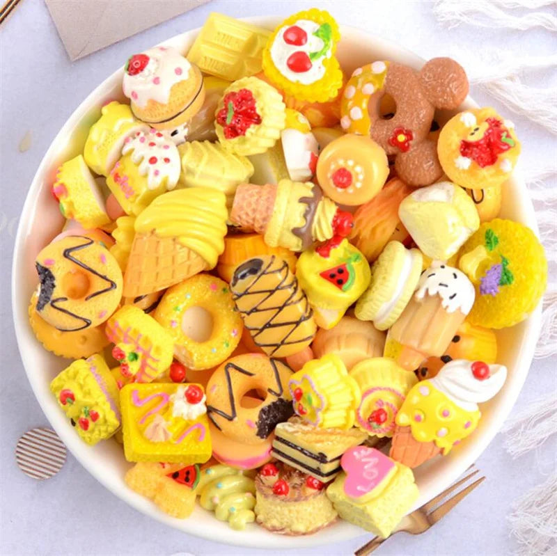 20pcs Candy Sweets Resin Flatback Slime Flat Cabochons Beads Embellishment For DIY Jewelry Findings Accessories Making Supplies
