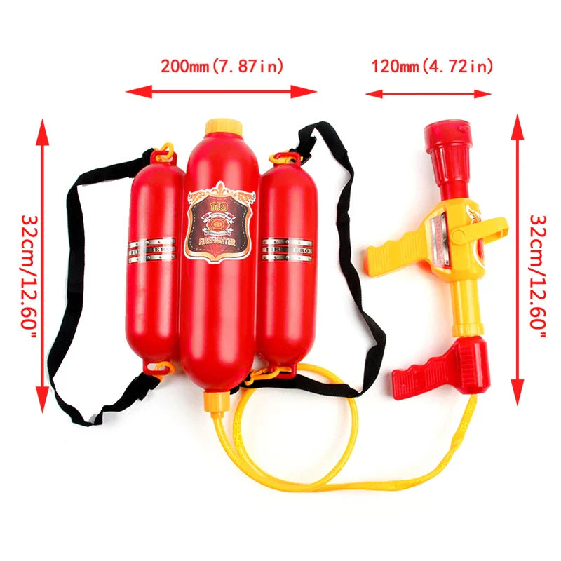 Fire Backpack Water Gun Large Capacity Fireman Water Guns Pull Out Shooting Summer Pool Beach Water Games Outdoor Toy Kids Gift