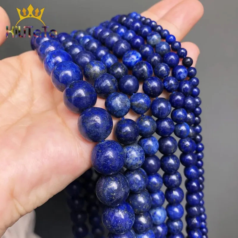Natural Stone Beads Lapis Lazuli Round Loose Stone Beads For Jewelry Making DIY Bracelet Earrings Accessories 15'' 4/6/8/10/12mm