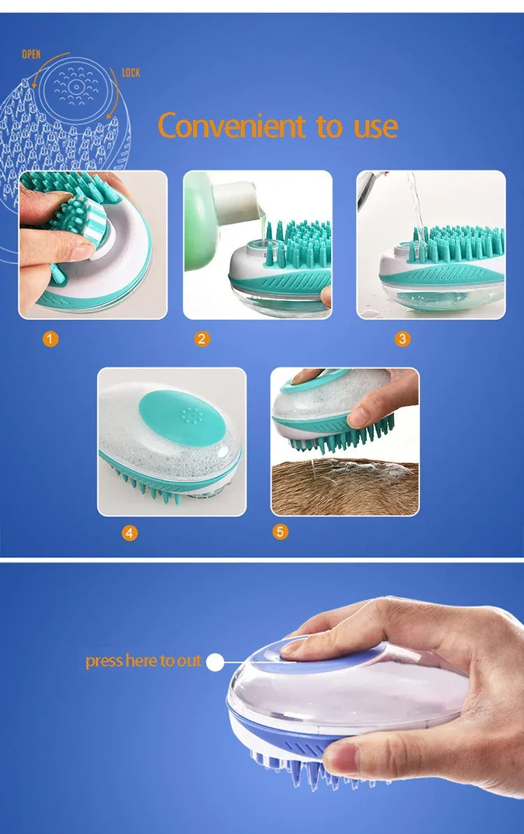 Pet Dog Cat Bath Brush 2-in-1 Pet SPA Massage Comb Soft Silicone Pet Shower Hair Grooming Cmob Dog Cleaning Tool Pet Supplies - WTN Essentials 