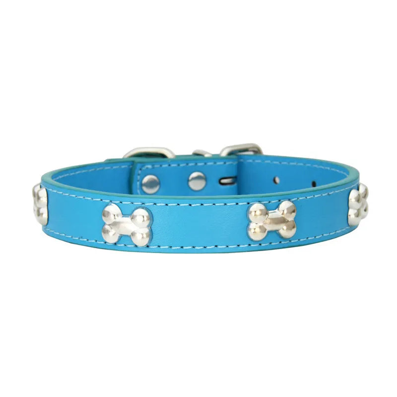 Bone Leather Durable Pet Dog Collars Puppy Pug Collars for Small Large Dog Chihuahua Cat Accessories Pet Collar for Small Dogs - WTN Essentials 
