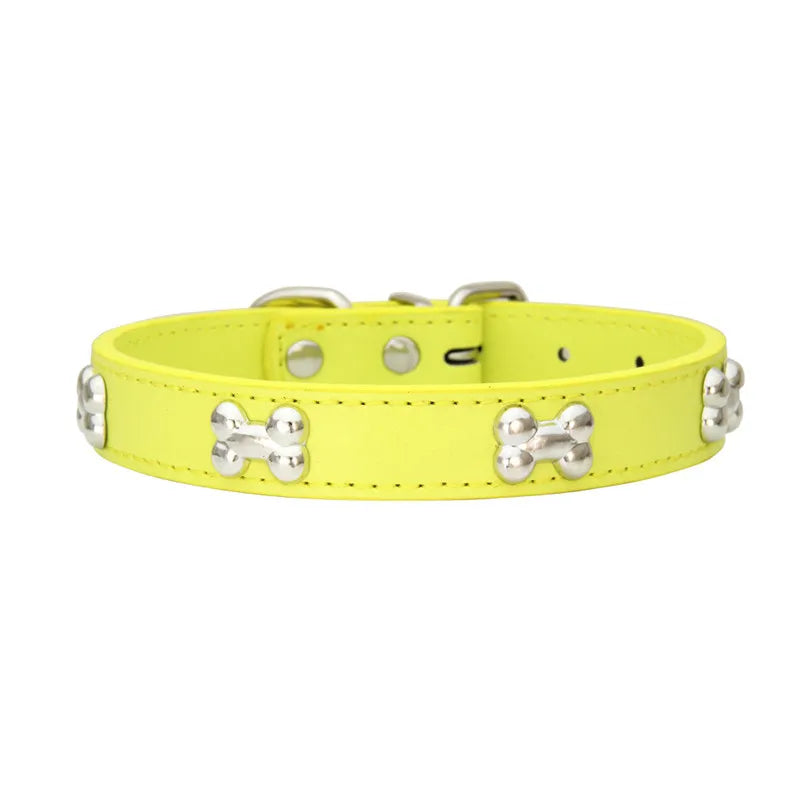 Bone Leather Durable Pet Dog Collars Puppy Pug Collars for Small Large Dog Chihuahua Cat Accessories Pet Collar for Small Dogs - WTN Essentials 