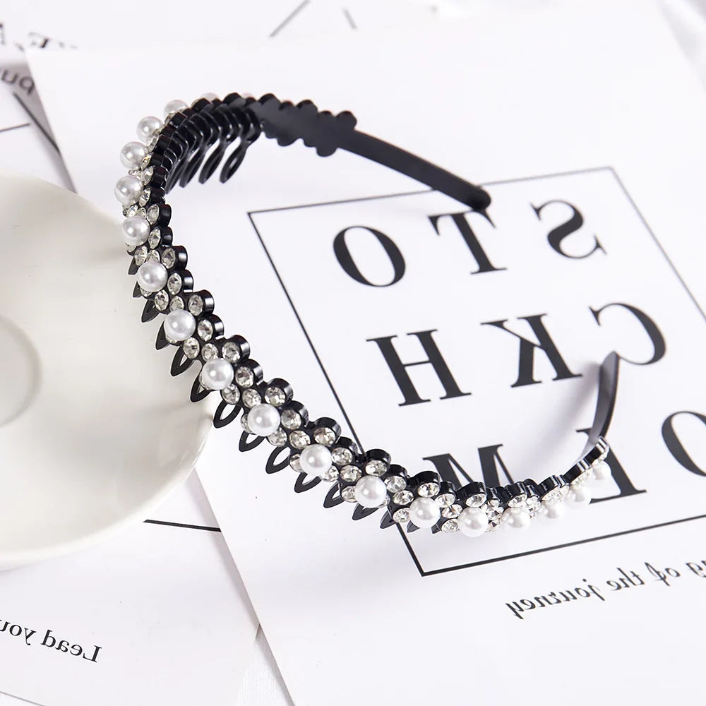 Double Layer Bands Clip Hairbands Fashion Plastic Braided Headband Punk New Knitting Womens Headwear Hair Accessories Pearl
