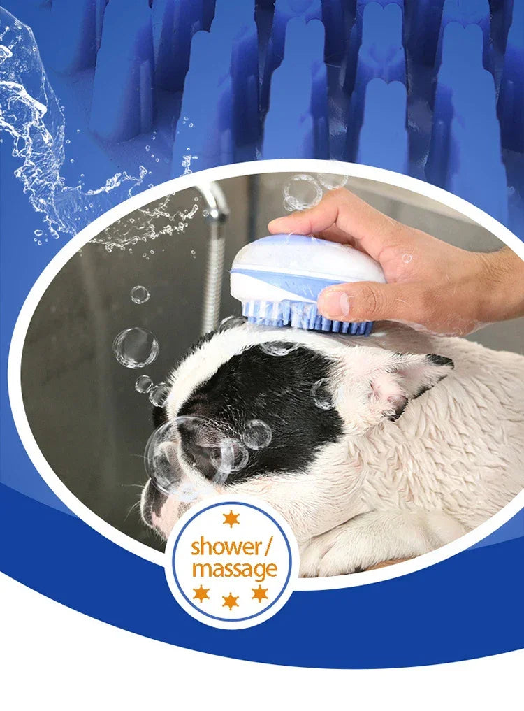 Pet Dog Cat Bath Brush 2-in-1 Pet SPA Massage Comb Soft Silicone Pet Shower Hair Grooming Cmob Dog Cleaning Tool Pet Supplies - WTN Essentials 