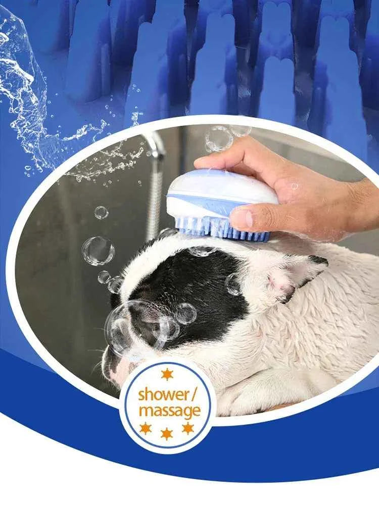 2-in-1 Pet Bath Brush – Soft Silicone Dog Cat Grooming & Massage Comb