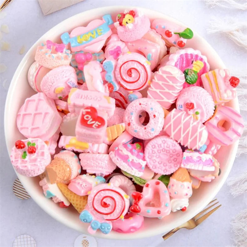 20pcs Candy Sweets Resin Flatback Slime Flat Cabochons Beads Embellishment For DIY Jewelry Findings Accessories Making Supplies