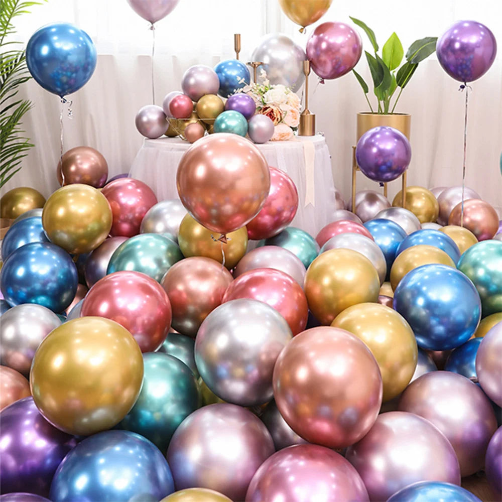 10- 100 pieces metal balloon Gold Silver Chrome Ballon Wedding Decoration white black Macaron Birthday Party Supplies 10 12 inch