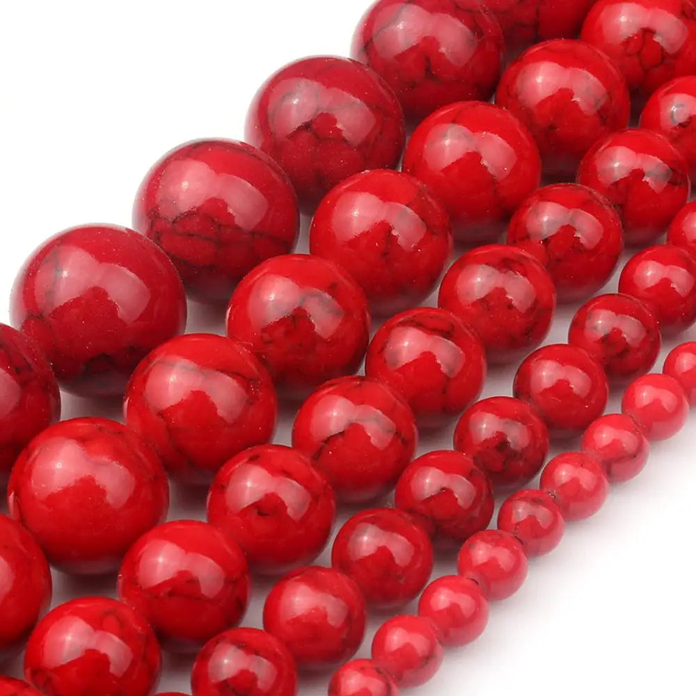 Natural Turquoises Howlite Stone Sediment Jaspers Round Loose DIY Beads for Jewelry Making Christmas Gift Bracelets 15'' 4-12mm