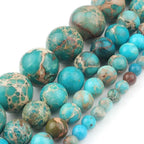 Natural Turquoises Howlite Stone Sediment Jaspers Round Loose DIY Beads for Jewelry Making Christmas Gift Bracelets 15'' 4-12mm