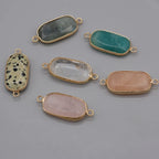 Natural Stone Charms Connector Double Hole Rose Quartzs Amazonite Pendant for Jewelry Making DIY Necklace Earring Size 15x35mm