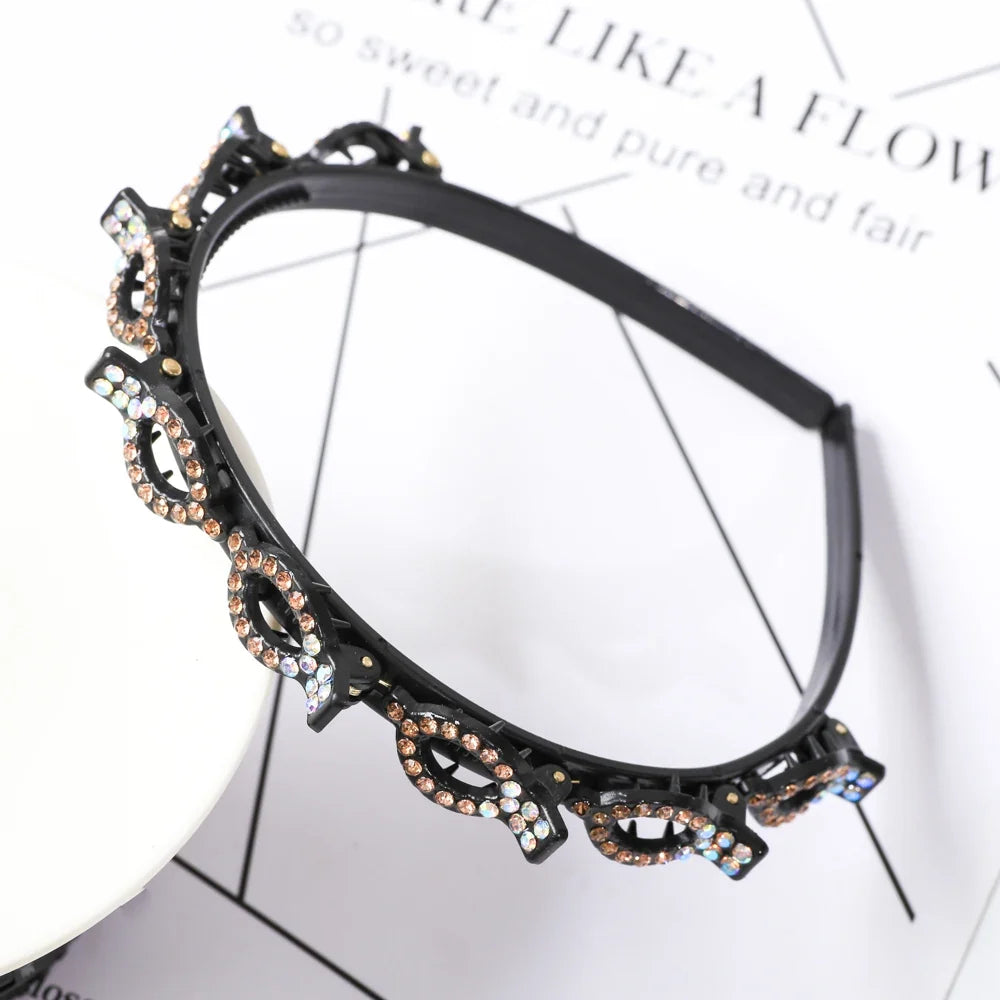Double Layer Bands Clip Hairbands Fashion Plastic Braided Headband Punk New Knitting Womens Headwear Hair Accessories Pearl