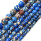 Natural Turquoises Howlite Stone Sediment Jaspers Round Loose DIY Beads for Jewelry Making Christmas Gift Bracelets 15'' 4-12mm