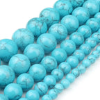 Natural Turquoises Howlite Stone Sediment Jaspers Round Loose DIY Beads for Jewelry Making Christmas Gift Bracelets 15'' 4-12mm