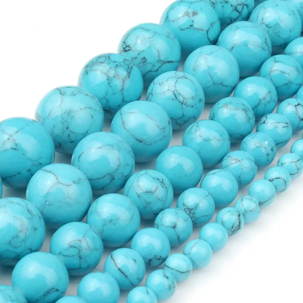 Natural Turquoises Howlite Stone Sediment Jaspers Round Loose DIY Beads for Jewelry Making Christmas Gift Bracelets 15'' 4-12mm