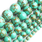 Natural Turquoises Howlite Stone Sediment Jaspers Round Loose DIY Beads for Jewelry Making Christmas Gift Bracelets 15'' 4-12mm