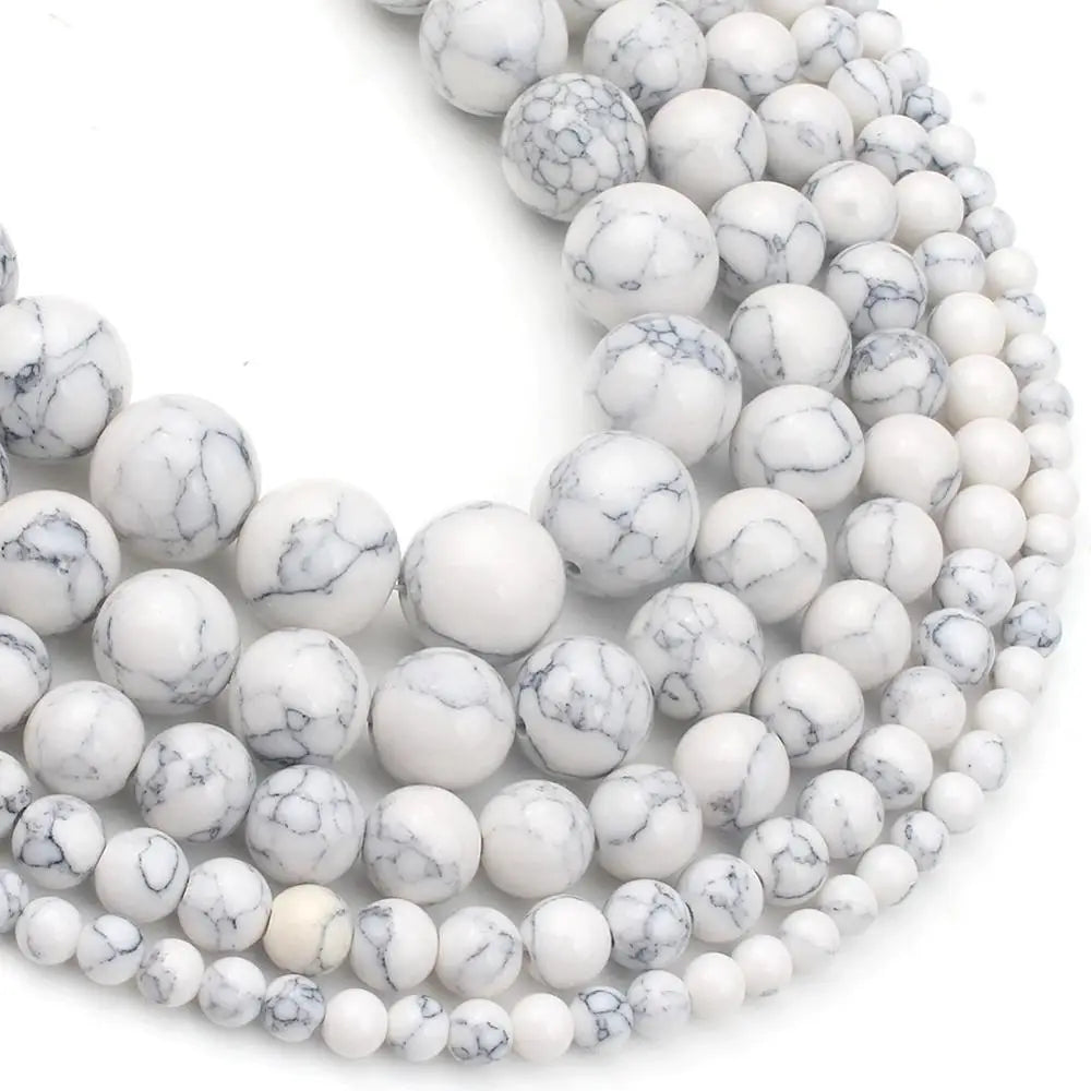 Natural Turquoises Howlite Stone Sediment Jaspers Round Loose DIY Beads for Jewelry Making Christmas Gift Bracelets 15'' 4-12mm