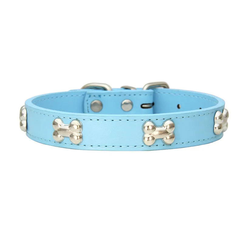 Bone Leather Durable Pet Dog Collars Puppy Pug Collars for Small Large Dog Chihuahua Cat Accessories Pet Collar for Small Dogs - WTN Essentials 