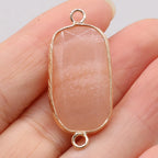 Natural Stone Charms Connector Double Hole Rose Quartzs Amazonite Pendant for Jewelry Making DIY Necklace Earring Size 15x35mm