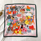 2025 Silk Shawl Print Headscarf Cat Hair Wrap Neckerchief Female Satin Square Scarf For Women Headband Foulard Hijab Bandana