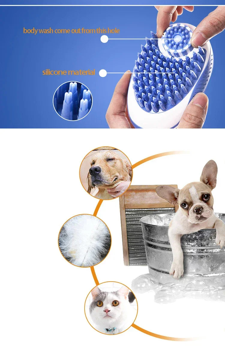 Pet Dog Cat Bath Brush 2-in-1 Pet SPA Massage Comb Soft Silicone Pet Shower Hair Grooming Cmob Dog Cleaning Tool Pet Supplies - WTN Essentials 