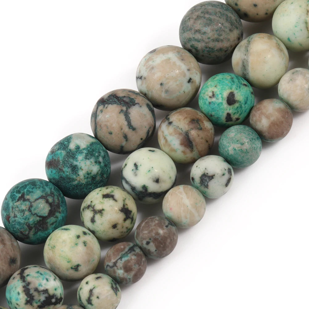 Natural Turquoises Howlite Stone Sediment Jaspers Round Loose DIY Beads for Jewelry Making Christmas Gift Bracelets 15'' 4-12mm