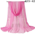 Women Foulard Gradient Solid Color Chiffon Georgette Scarf Bandana Elegant Long Shawl Hijab Summer Sun Protection