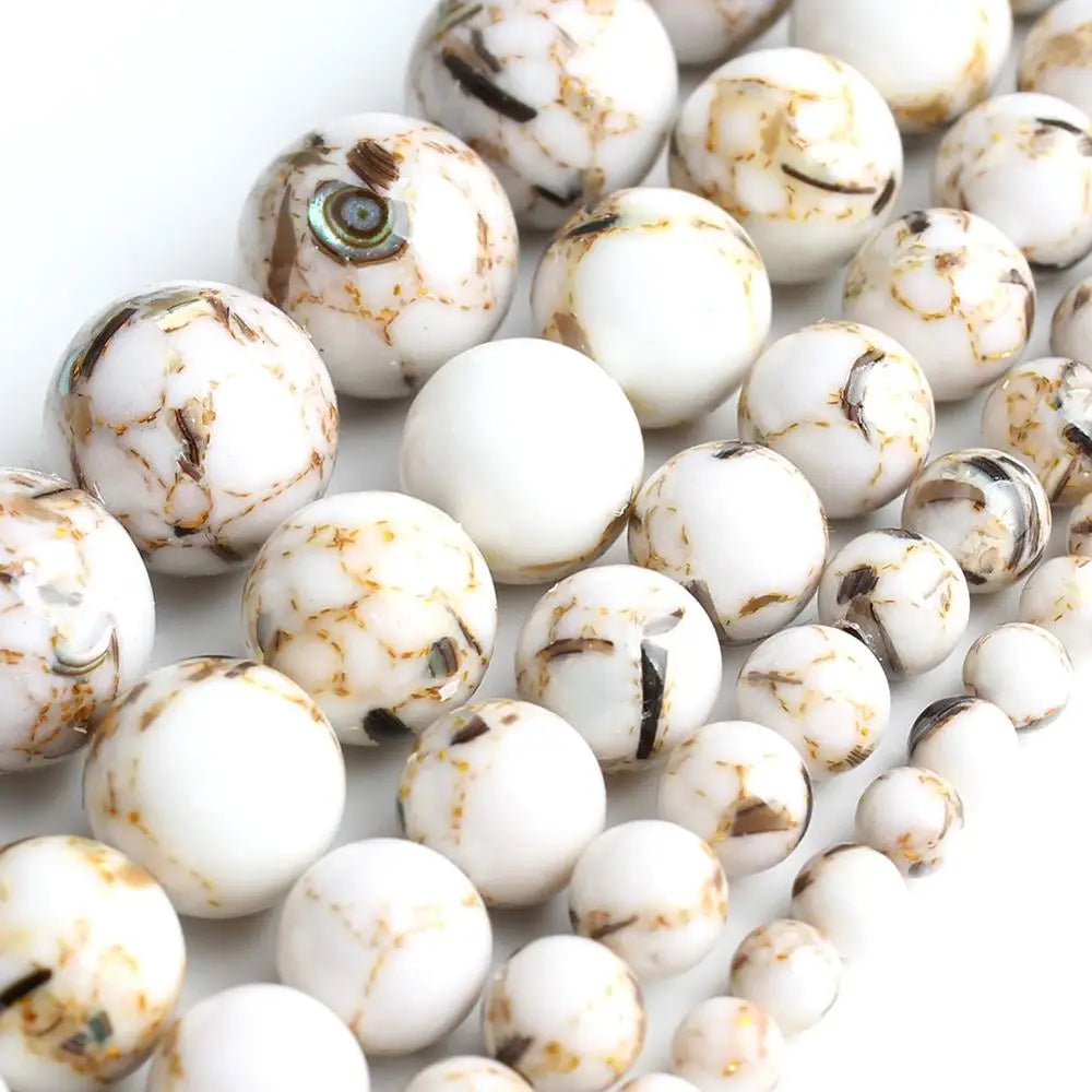 Natural Turquoises Howlite Stone Sediment Jaspers Round Loose DIY Beads for Jewelry Making Christmas Gift Bracelets 15'' 4-12mm
