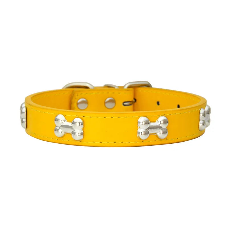 Bone Leather Durable Pet Dog Collars Puppy Pug Collars for Small Large Dog Chihuahua Cat Accessories Pet Collar for Small Dogs - WTN Essentials 