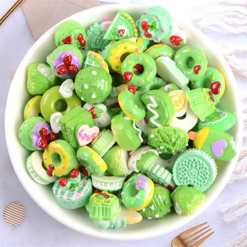 20pcs Candy Sweets Resin Flatback Slime Flat Cabochons Beads Embellishment For DIY Jewelry Findings Accessories Making Supplies