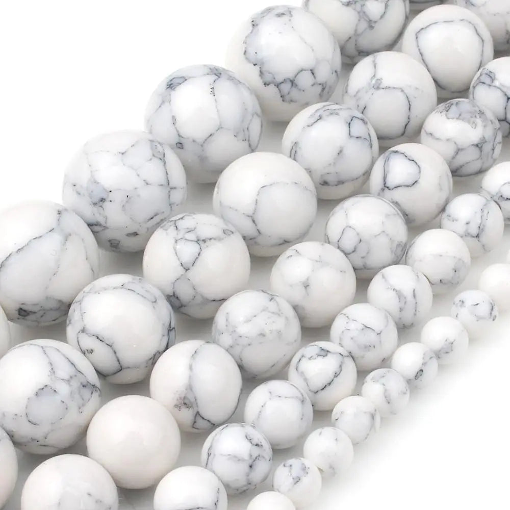 Natural Turquoises Howlite Stone Sediment Jaspers Round Loose DIY Beads for Jewelry Making Christmas Gift Bracelets 15'' 4-12mm