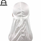 Unisex Women Men Silk Durag Turban Hat Wigs Biker Headwear Headband Hair Accessories Long Tail Straps Bandanas Silky Durags